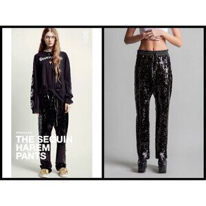 💕R13💕 Harem Sequin Pant ~ Drop Crotch Sweatpants Black XS NWOT